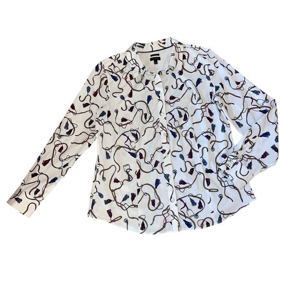 Talbots Button Up Shirt Equestrian Tassel Shirt - Picture 8 of 11